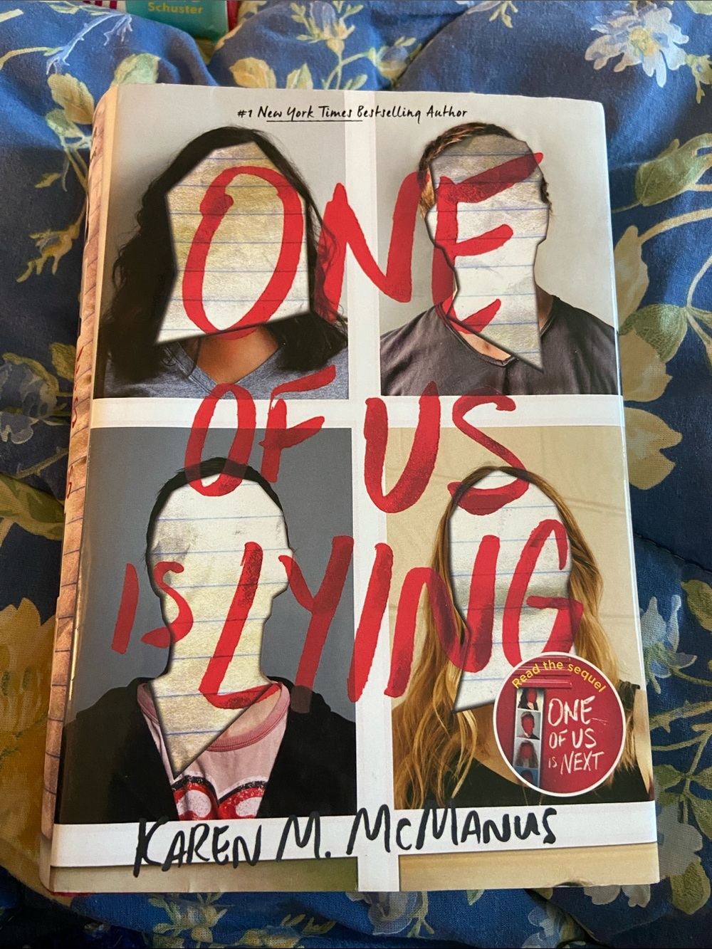 "One of Us Is Lying" Hardcover Book - Red/White Cover